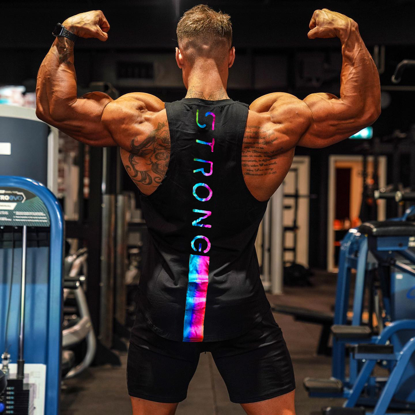 2021 summer new fitness sports vest cotton men running training color printing slim sleeveless t shirt