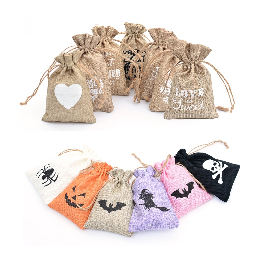 high quality cotton linen pouches for candles with custom logo printed drawstring dust bag