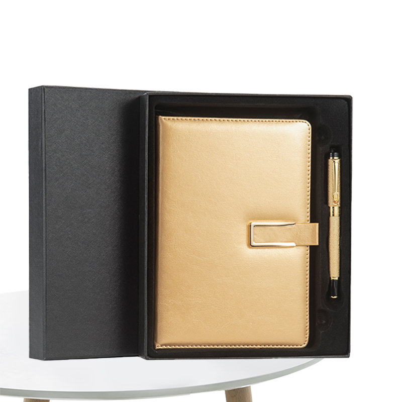 Costom Logo PU Leather Cover Journal Dairy Notebook With Pen Business Notebook Gift Box Set