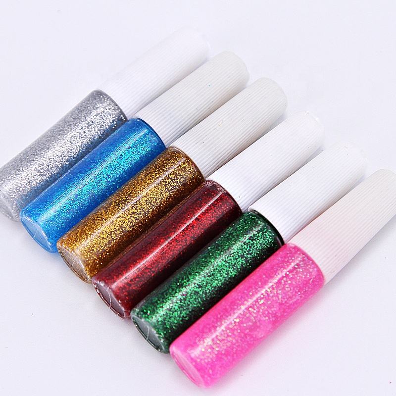 Wholesale Washable 6 color 6ML DIY 3D Glitter Glue Pen for Kids Paper Artworks Painting