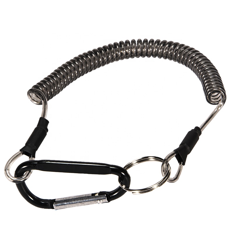 wholesale Fishing Strong Magnetic Quick Release Clips Net Holder with Fishing Coil Lanyard clip with Aluminum Carabiner
