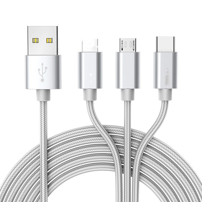 3 в 1 нейлоновый Плетеный 1,2 а USB-кабель для зарядки м USB C micro usb 8PIN телефонный кабель для iphone