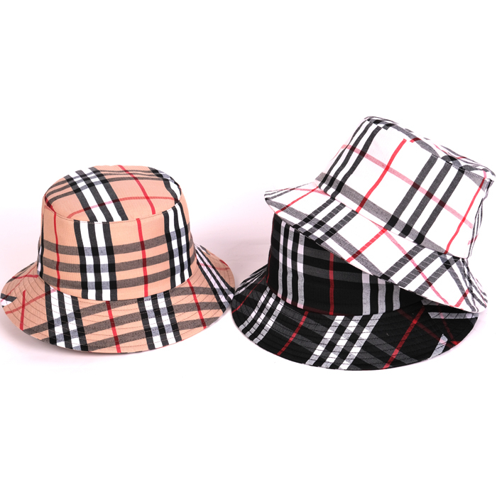 Custom Logo Wholesale Fashion Designer Checked Colorful Plain Adult Women Wen Soft Cotton Fishing Bucket Hat