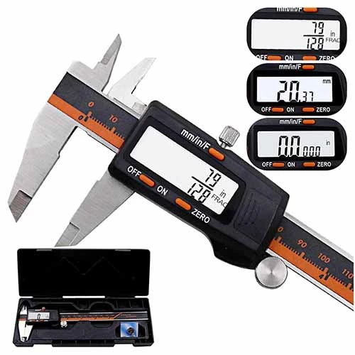 Electronic Digital Vernier Micrometer Caliper Measuring Tool Stainless Steel LCD Screen 0-6 Inch/150mm, Inch/Metric/Fractions