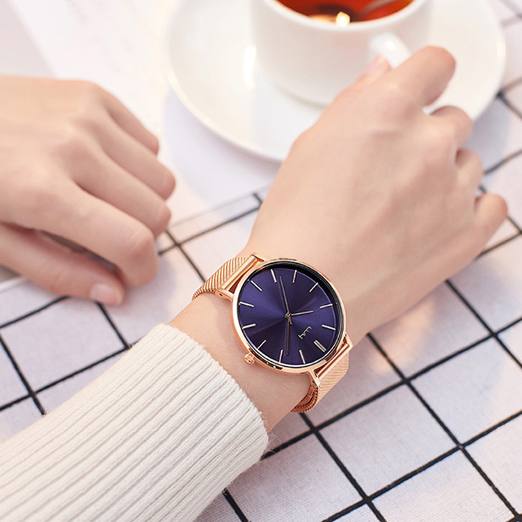 Women Watch Casual Rose Gold Quartz Stainless Steel Mesh Band Luxury Ladie Wristwatch