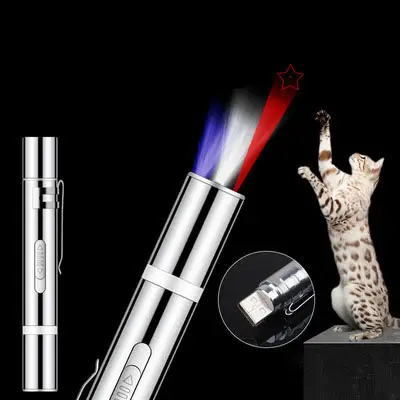 USB charging infrared funny cat pen laser lamp pattern projection walking cat stick cat supplies pet purple toy