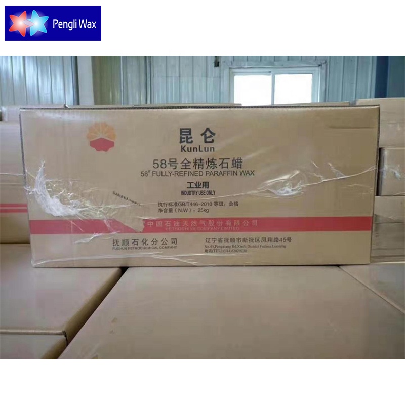 Полностью Рафинированный парафиновый воск Kunlun 58/60 Fushun Deg. C/твердая форма/производство в Китае/для изготовления свечей