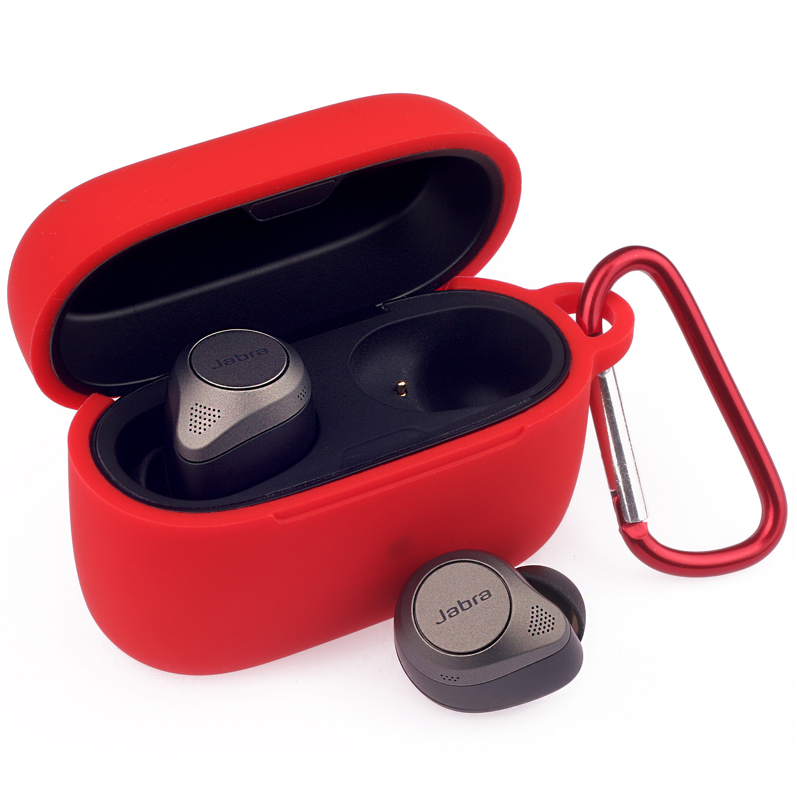 Silicone Case for Jabra Elite 85t & Jabra Elite Active 85t Scratch/Shock Resistant Cover with Carabiner for Jabra 85t