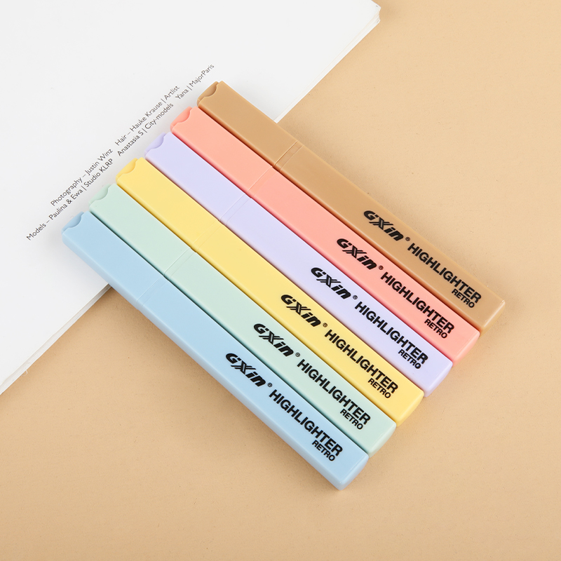 Gxin G-343retro 6colors Multicolor Water Based Fluorescent Pen School Students Writing highlighter Marker