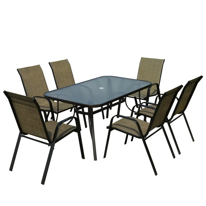 Factory Delivery Outdoor Furniture Rattan Waterproof Dining Tables and Chairs Patio Garden Set