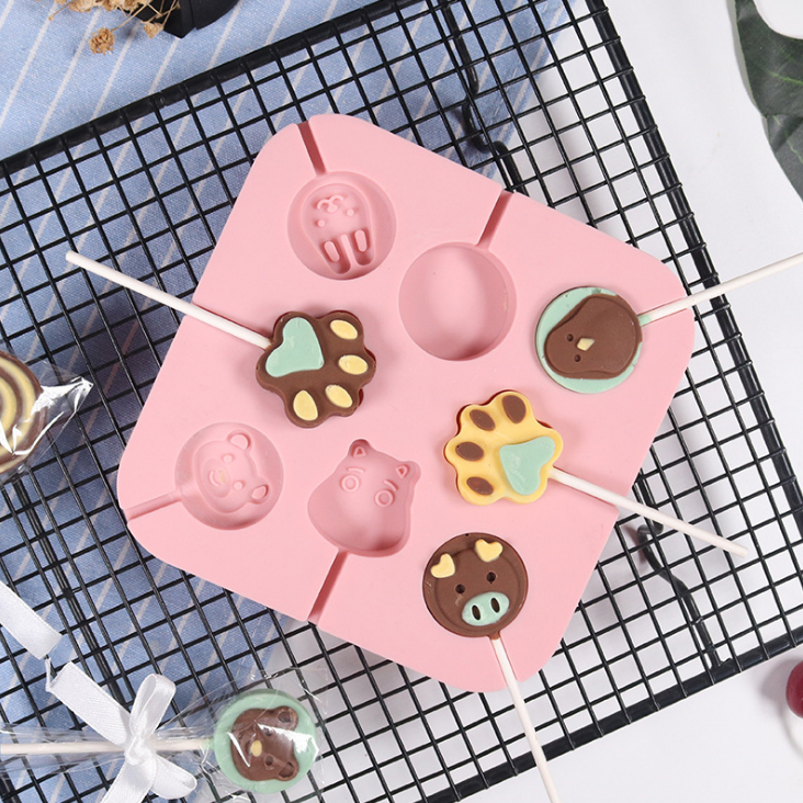 Розовый цвет силиконовые мультфильм леденец плесень DIY Gummy конфеты шоколадная форма