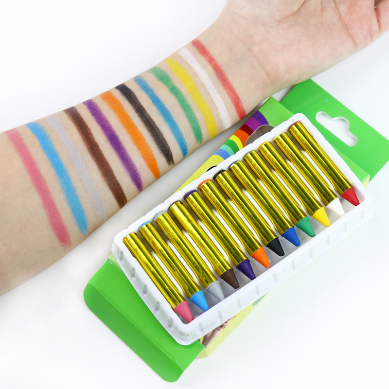 GP Safe Festive & Party Supplies Washable Kids Twist Up Silky Gel Skin Stick England Body Art Sticks 12 Colors Face Paint Crayon