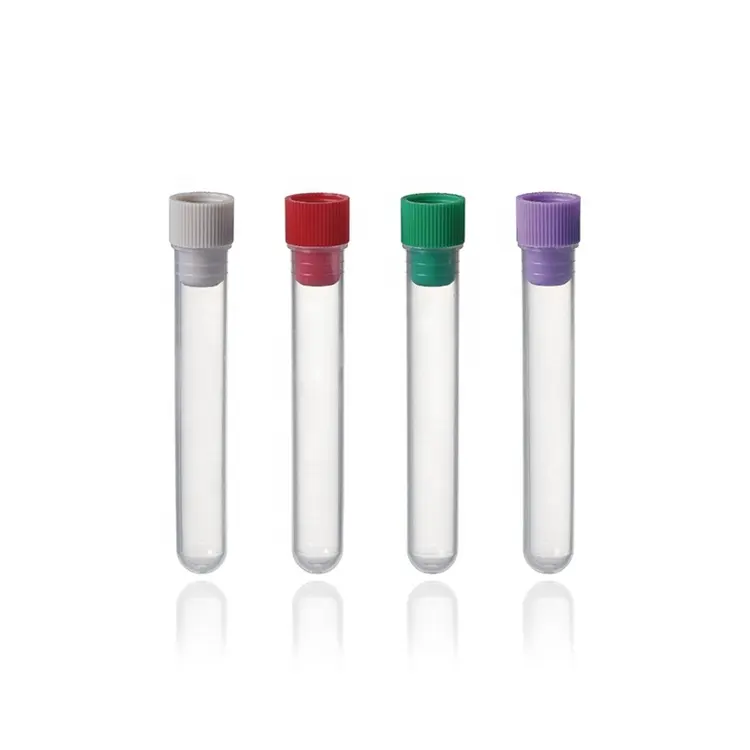 Red yellow green grey cap blood test tube with good chemical compatibility