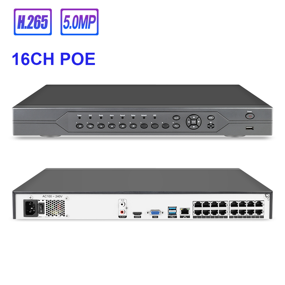 16CH 5MP 48V POE NVR h.265 P2P ONVIF сетевой видеорегистратор для IP камера системы скрытого видеонаблюдения комплект
