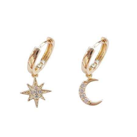2019 New Arrival Fashion Classic Geometric Women Dangle Earrings Asymmetric Earrings Of Star And Moon Female Korean Jewelry