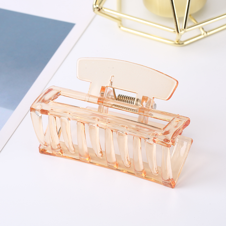 Hot Selling Wholesale INS Style Big Size Hair Clamps Hollow Rectangle Plastic lucency Hair Claw Clip