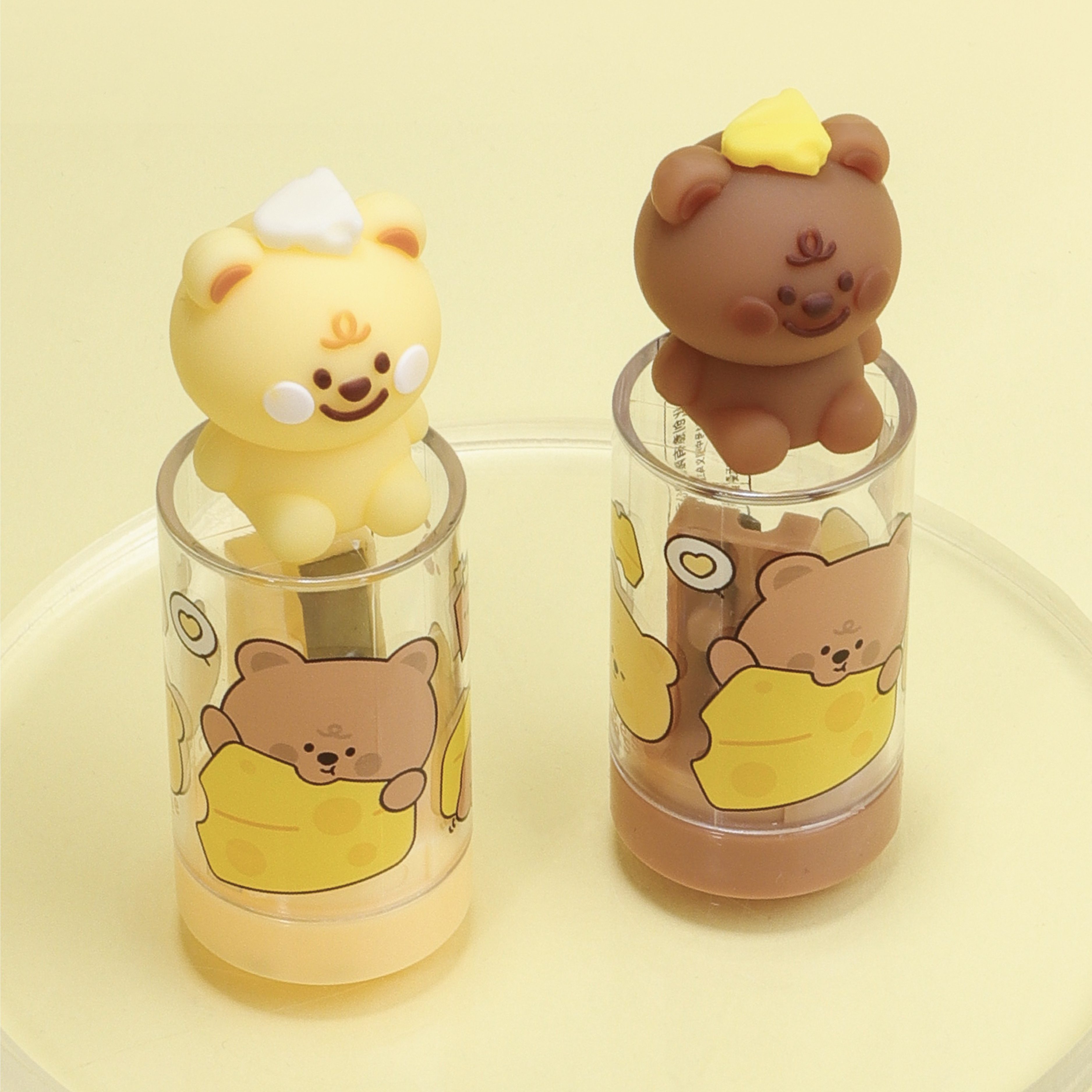 Hot sale Cute pencil sharpener cheese bear Design School Pencil Sharpener Cartoon Stationery for Kids Student School Gift