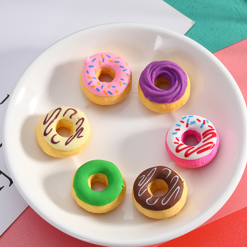 Custom Made Lovely Doughnut Shape Pencil Eraser With Assorted Color 3d Earsers
