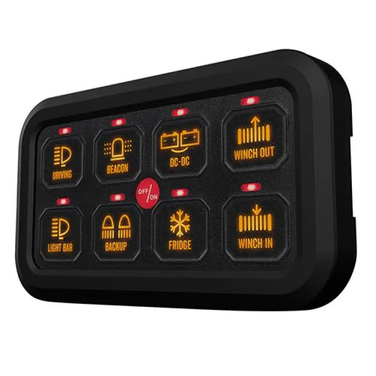 8 Gang Switch Panel with Electronic Relays, Automatic  LED Switch Panel for Truck Car Offroad