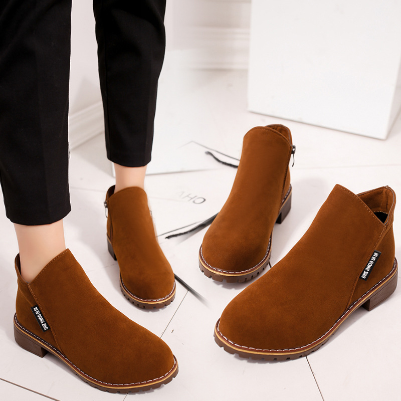 Autumn and Winter New Korean Martin Boots Women's Side Zipper Short Boots Women's Low Heel Low Tube Student Women's Boots