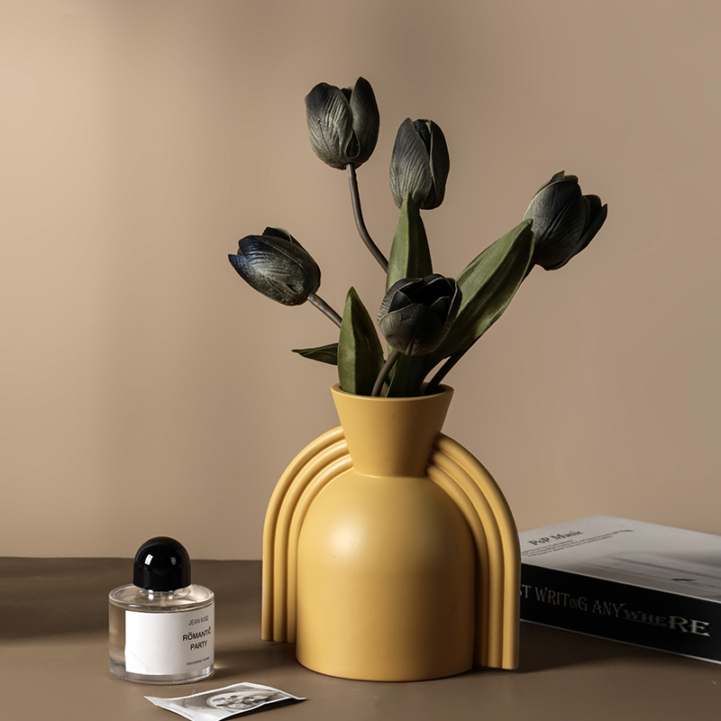 Long Stripe Ceramic Vase, Elegant Colors, Matte Tall, Fat, Exquisite, New Product, 2022