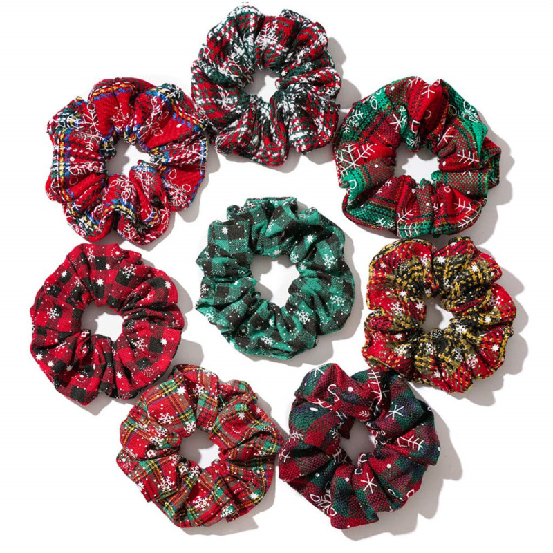 HZO-18013 Christmas Scrunchies for Hair Elastics Bobbles Hair Bands Scrunchy Ropes Scrunchie for Women Girls Hair Accessories