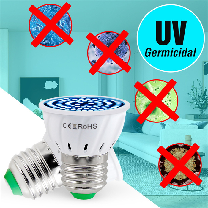 E14 УФ лампы дезинфекции, E27 LED стерилизатор Свет MR16 LED UVC бактерицидные лампы GU10 ультрафиолетовая лампа B22 48 60 80 светодиодов