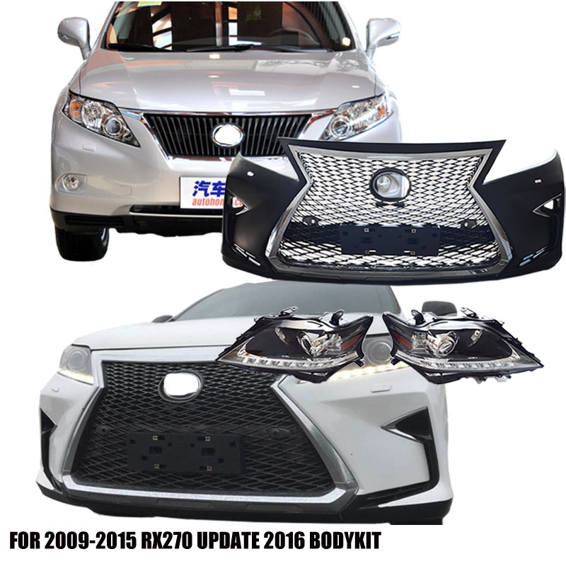 Передний бампер RX270 RX350 2009-2012 Upgrade 2016 RX F-sport в сборе с головными фонарями, 2016 RX Body kits
