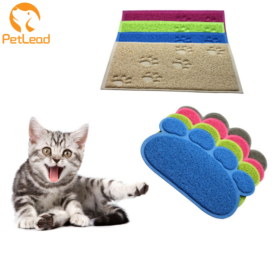 Amazon hot PVC Antiskid paw pattern cat litter mat pet dog cat mat cat scratch mat pad Easy to clean wholesale