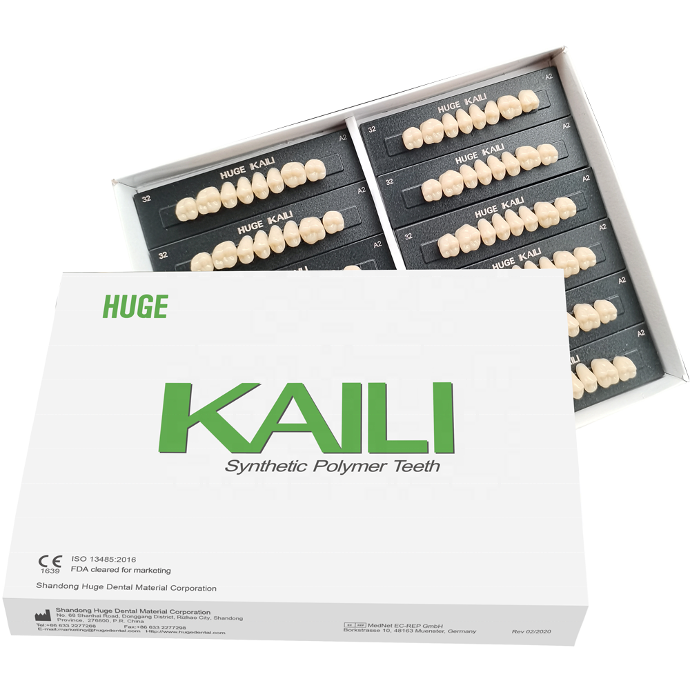 Shandong Huge Dental KAILI two layers competitive temporary Artificial Teeth long term use full denture Dental materials