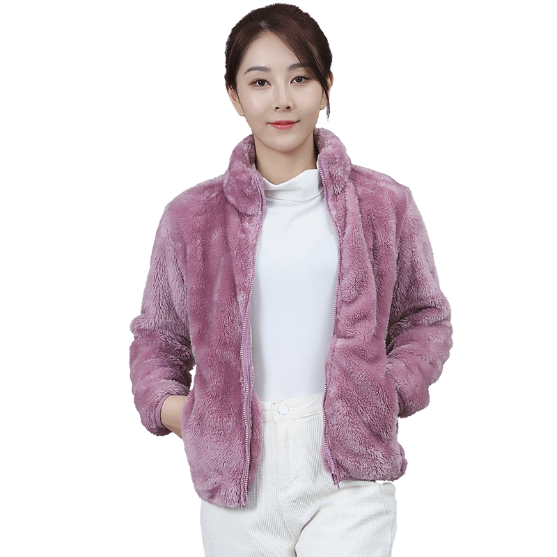 New Arrivals Wholesale Winter Fleece Fabric Jacket For Women Coral Fleece Jackets For Ladies Crop Jacket