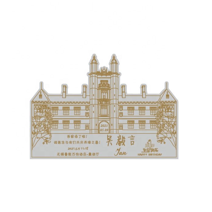 Silk Screen Printing Gold Rose Laser Card Custom Wedding Invitations Acrylic Transparent