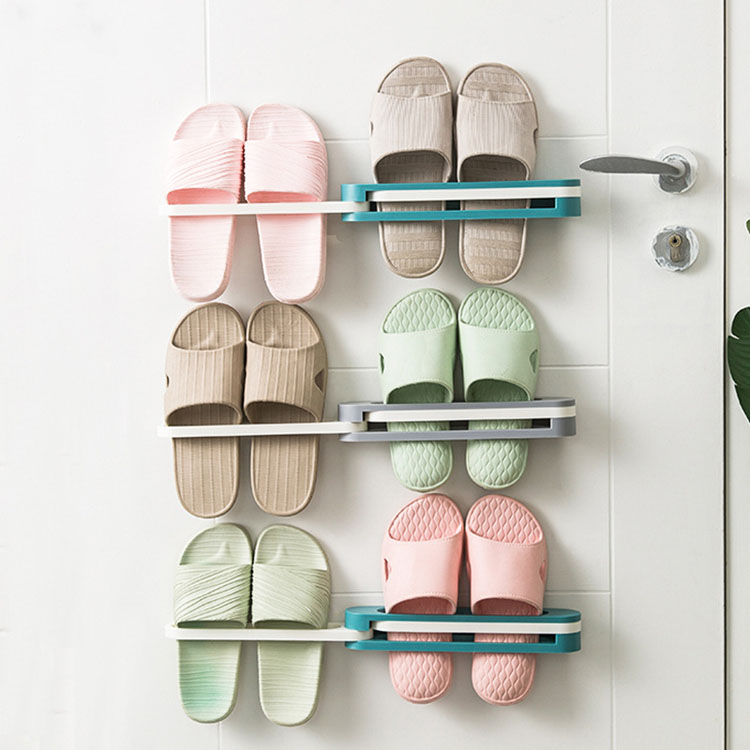 Portable Designs Space-saving Slippers Rack Foldable Wall-mounted Shoe Rack Storage Plastic Rack