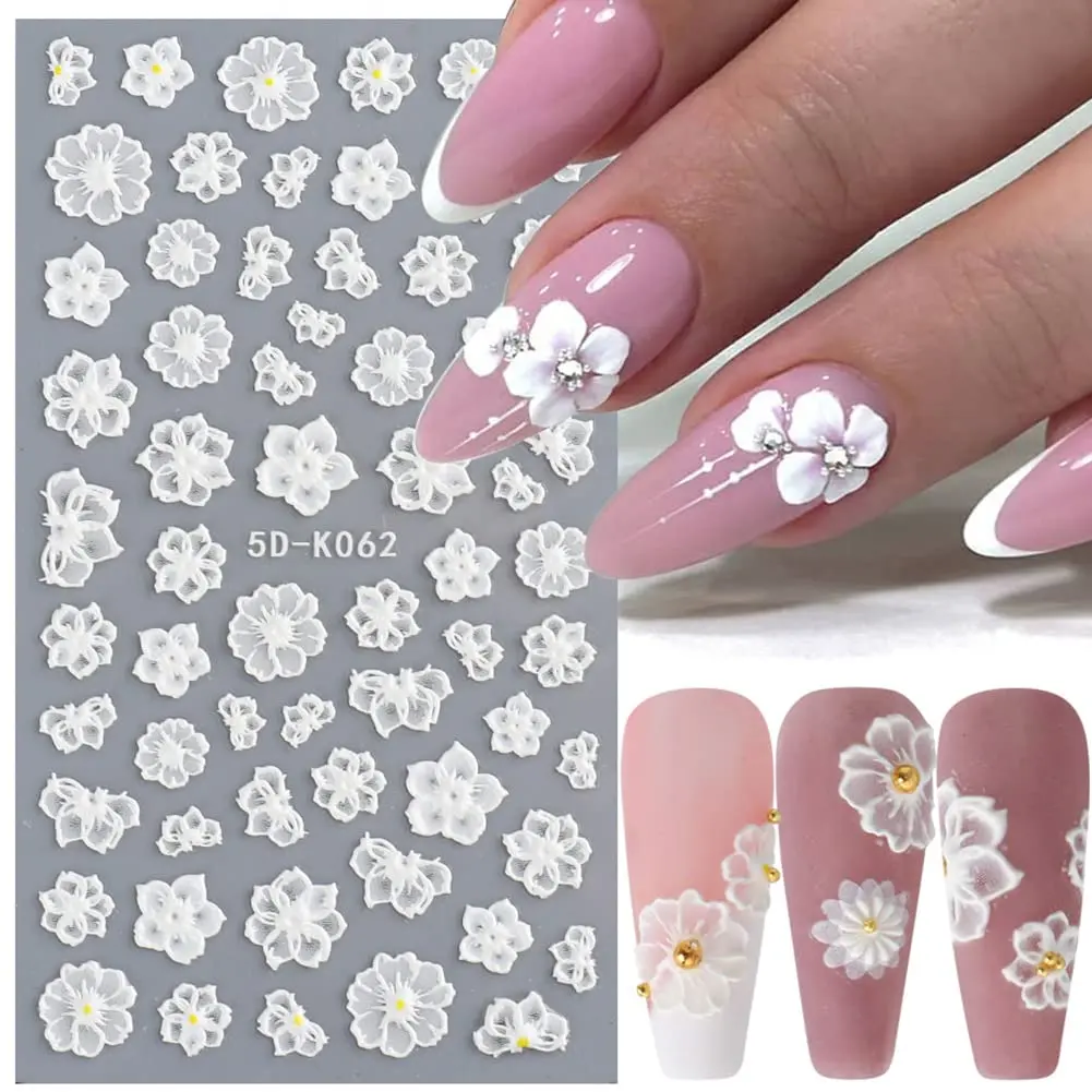 Manicure nail art sticker tomoni emboss style 5D nail art decoration smile sunflowers color painting flower bears