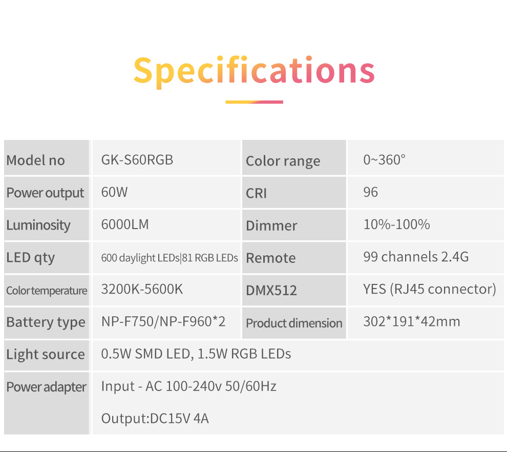 Tolifo Best Selling 60W 360 Colors DMX Youtuber RGB led Video Light For Film Shooting With 2.4G Remote Control