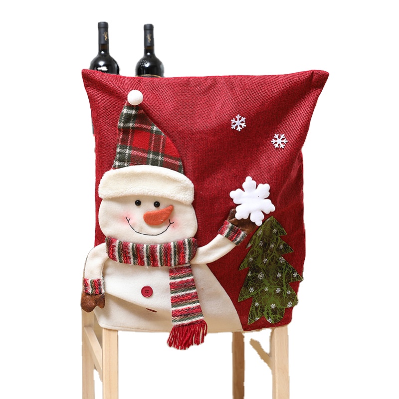 Wholesale santa dining linen holiday back home decoration 3D Christmas chair cover