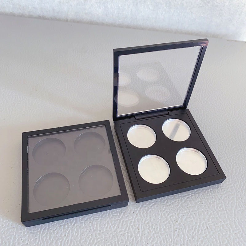 LZ Pack Stock 4 Colors Square Magnetic Closure Eyeshadow Case Matte Black Custom Private Label Eyeshadow Palette Case