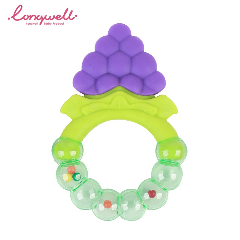 Ningbo Longwell силиконовый Прорезыватель для зубов новорожденный фруктовый виноград круглая ручка Прорезыватель Жевательная тренировка BPA бесплатно детские погремушки прорезыватели