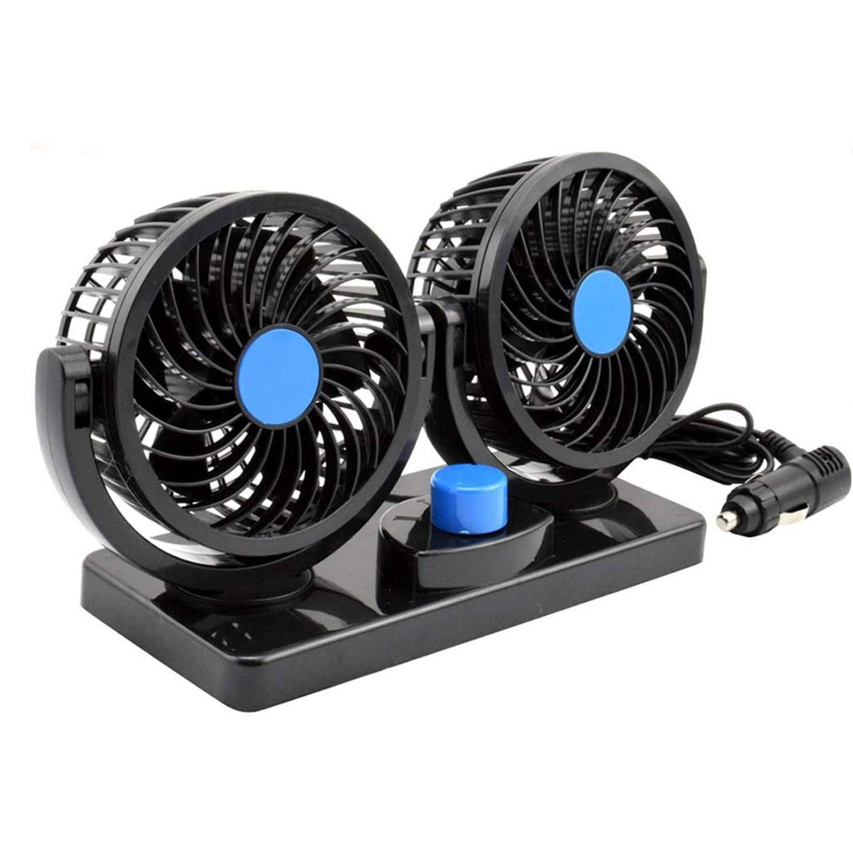 360 Degree Rotatable Car Fan - 12V DC Electric 2 Speed Dual Head Fans, Quiet Strong car dashboard fan