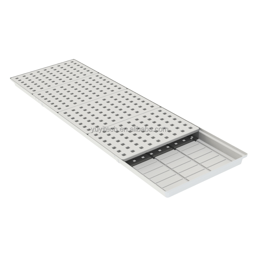 Custom Cheap White ABS Plastic Long Hydroponic Lettuce Vegetable Growing Culture Flood Tray With Lid With Hole