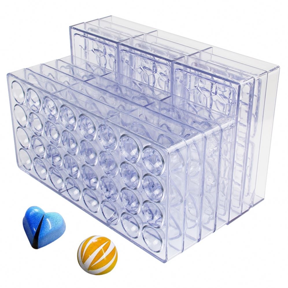 Non-stick BPA-Free High Quality Rose Heart Golf Shape Chocolate Moulds Food Safe Plastic Clear Polycarbonate Chocolate Molds