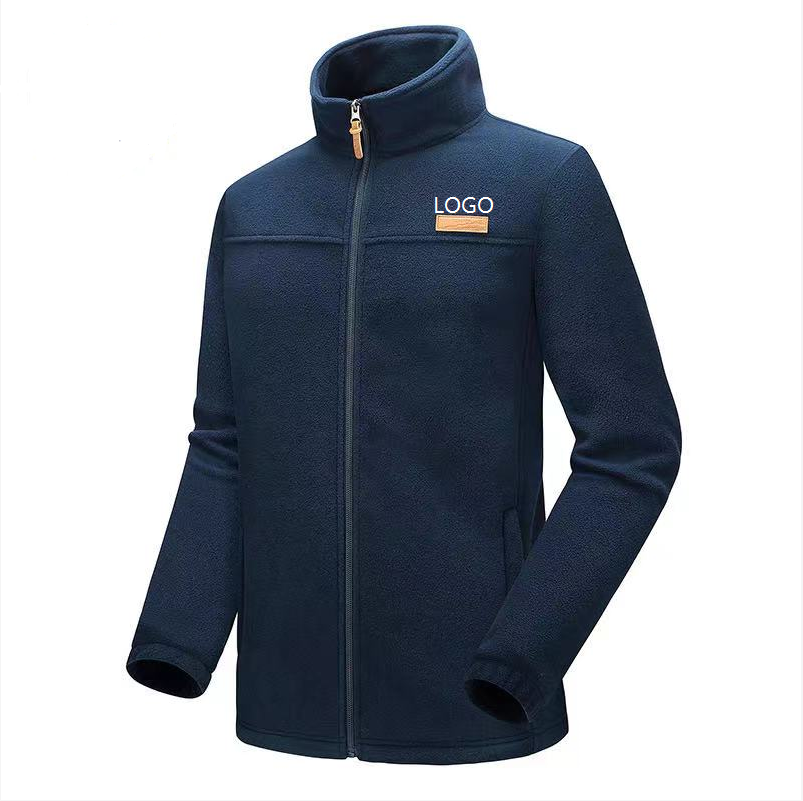 Custom women mens high collar micro polar fleece zipper jacket with pocket
