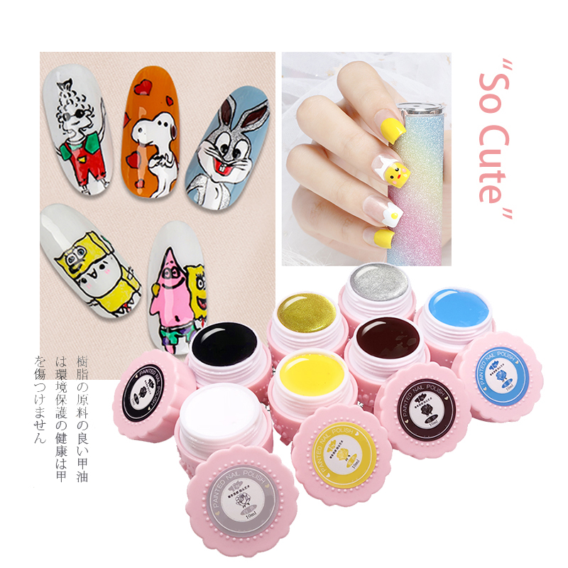 2021Hot Sale Japanese-style Pure Color Nail Gel Polish 12 Colors Painting Nail Gel
