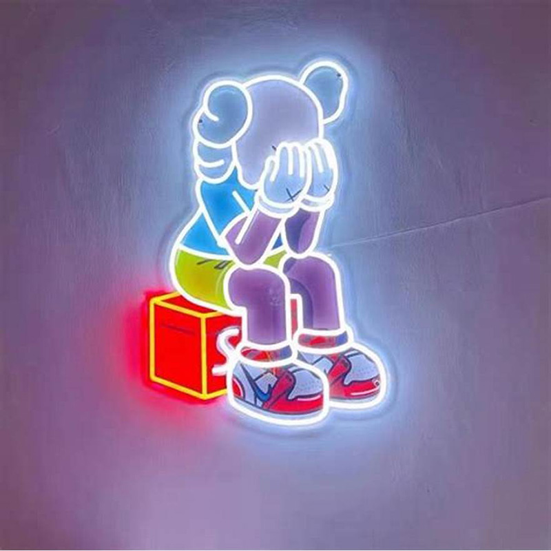 Самый популярный светодиодный акриловый Логотип Комиксов kaws, неоновая вывеска, неоновая вывеска