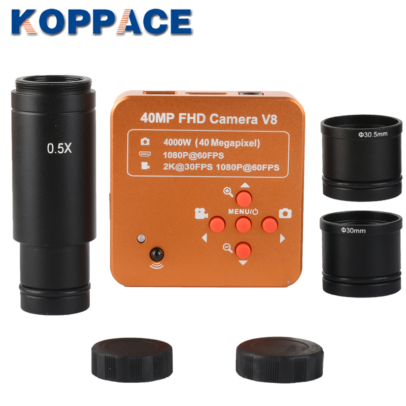 Koppce 40 миллионов пикселей и микроскопного камеры с 0.5X электронный окуляр HD камера интерфейс 23,2 мм до 30 мм и 30,5 мм адаптер
