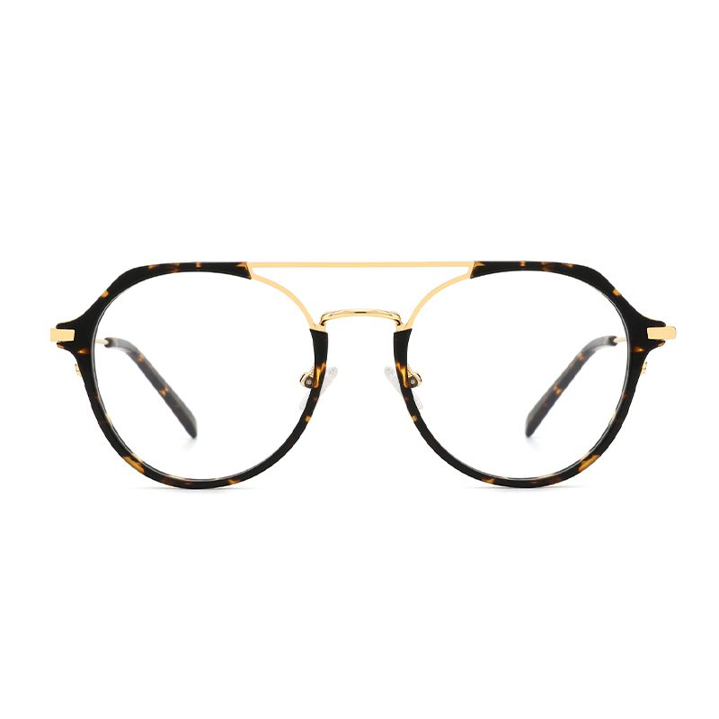 YC Europe fashion honey tortoise double bridge spectacle frames retro eyewear acetate metal optical eyeglasses frames