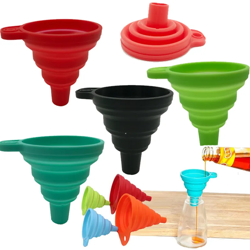 Food Grade Multifunctional Kitchen Cooking Accessories Food Grade Collapsible Funnel Silicone Funnel for Liquid Transfer