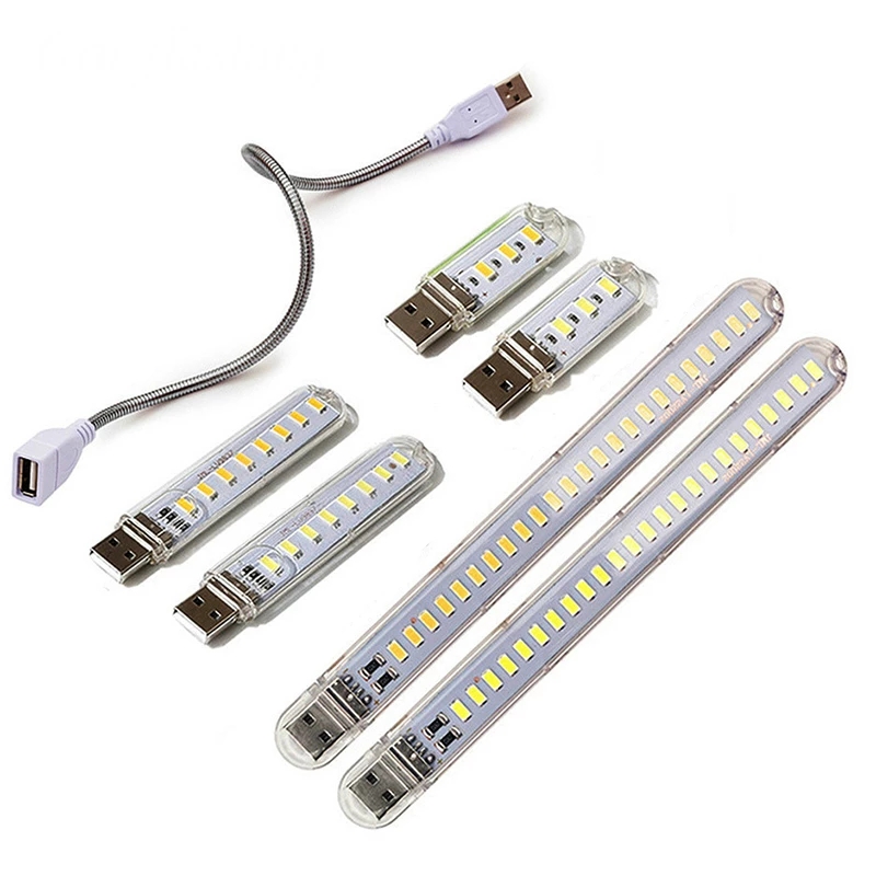Ультраяркие светодиодные лампы для чтения, мини USB ночник для портативного зарядного устройства, ноутбука, ПК, 3 светодиода, 8 светодиодов, 24 светодиода
