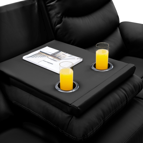 Modern furniture black leather living room lounge function 3 seat recliner leathaire sofa