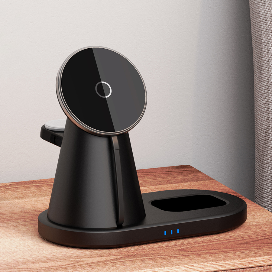 3in1 Magnet Magsafing Fast Wireless Phone Charger Dock Stand For iPhone Apple Watch Airpods 3 In 1 Wireless Charger
